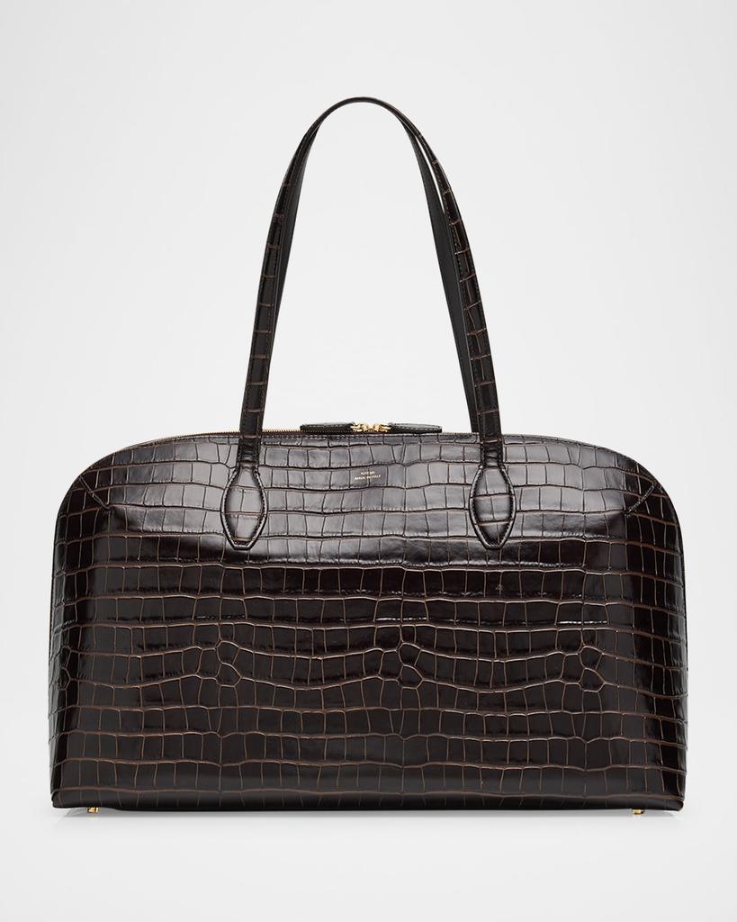 【toteme】 Lounge Large leather-trimmed tote bag Totême - Lounge Black Embroidered Leather Tote | Mitchell Stores