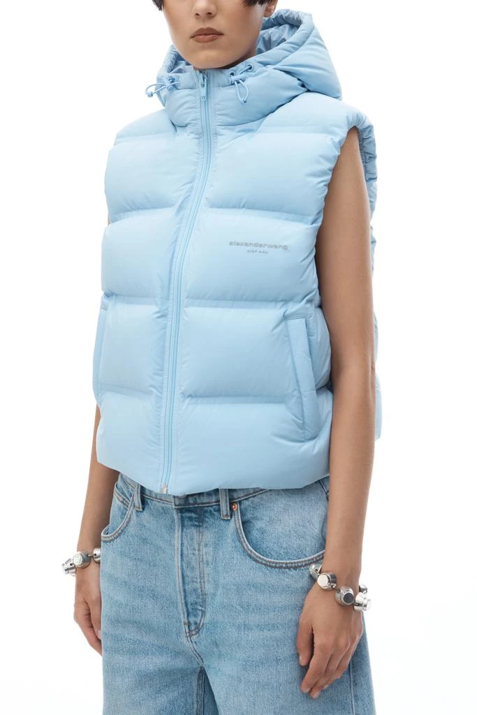 Alexander Wang cropped hooded puffer vest with reflective logo 3