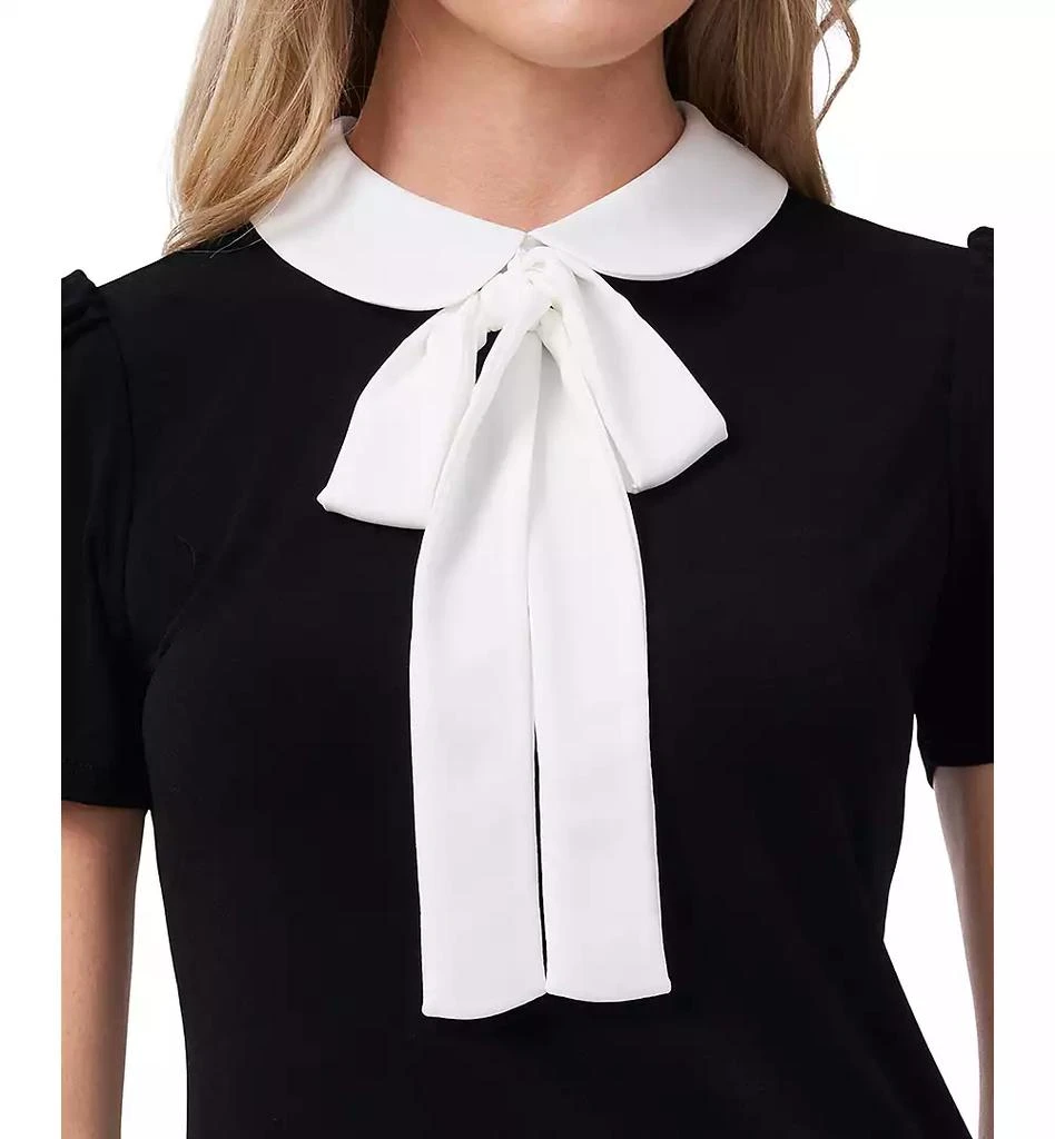 CeCe Women's Short Sleeve Collared Bow Neck Knit Top 3