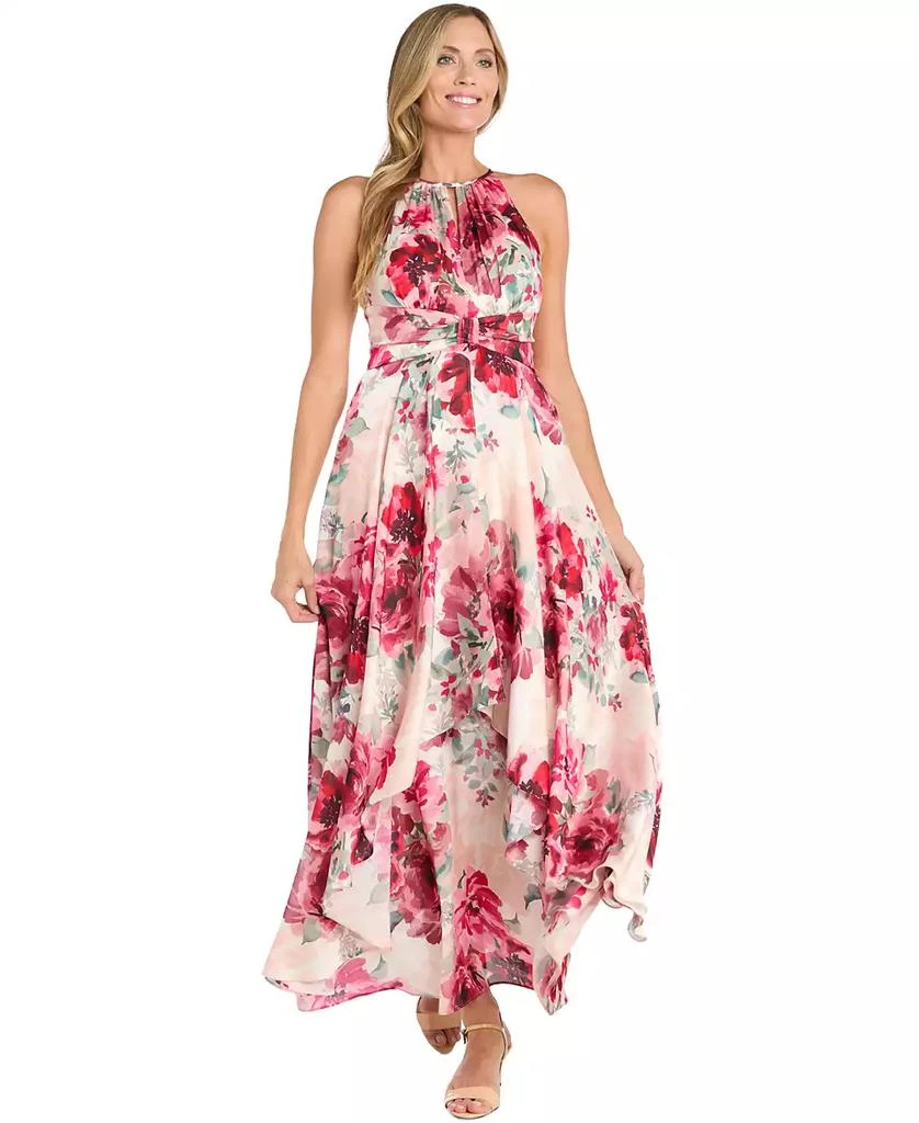 R & M Richards Women's Floral-Print Halter Gown 1