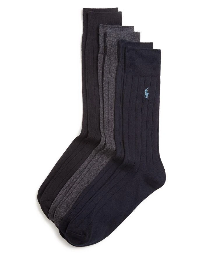 Ralph Lauren Solid Ribbed Dress Socks, Pack of 3