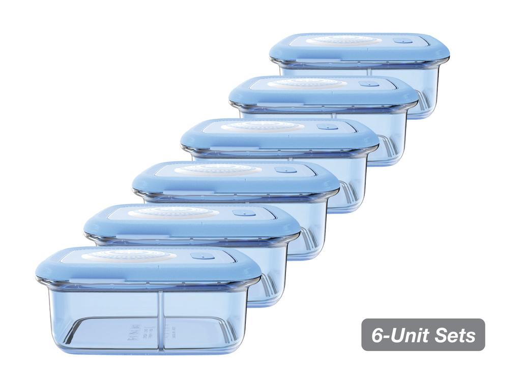 MNML Silicone Food Storage Container with Divider Set of 6 - 900 ml - Blue
