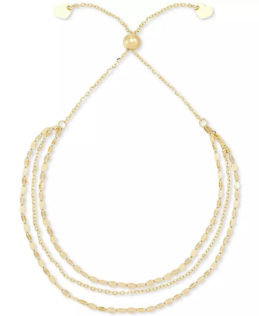 Italian Gold Triple Layer Bolo Bracelet in 10k Gold 3
