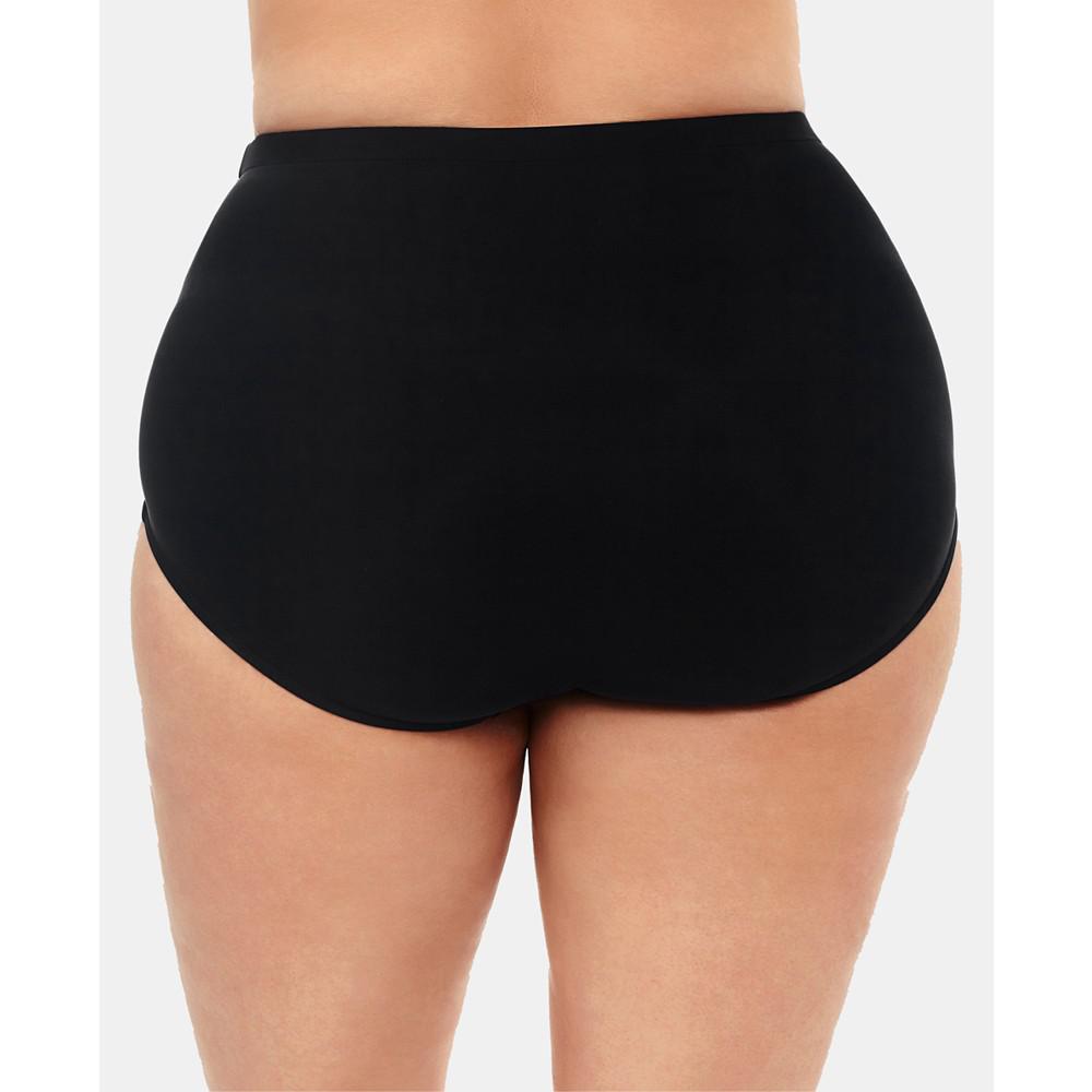 Swim Solutions Plus Size Mid-Rise Tummy-Control Swim Bottoms