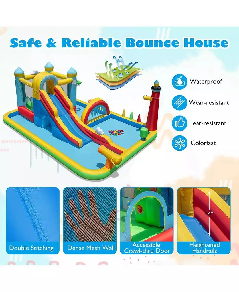 Mecale Giant Inflatable Water Slide Park with Long Slide and 750W Blower Included 3