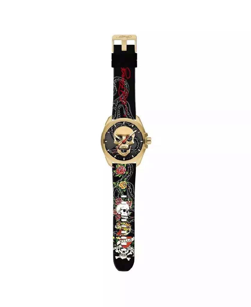 Ed Hardy Men's Matte Black Silicone Strap Watch 1