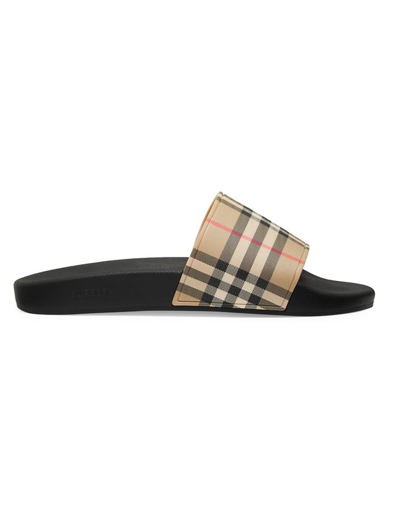 【送料&関税込】Burberry Check Pattern Slip-on Slides Check Slides in Leaf - Men, Technical | Burberry® Official