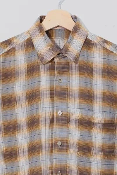 Urban Outfitters Vintage 1950s Yellow Brown Plaid Button Up Shirt 2