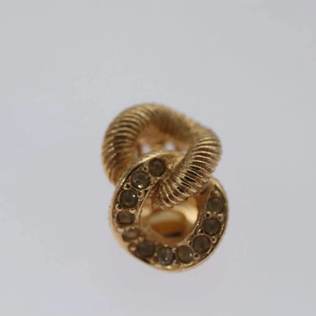 Dior Vintage Chain Link Clip-On Earrings Metal With Crystals Metal Earrings Jewelry (Pre-Owned) 2