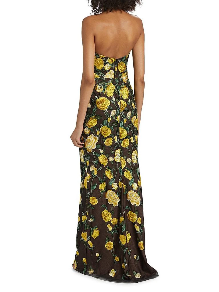MARCHESA Floral Embroidered Strapless Gown 5