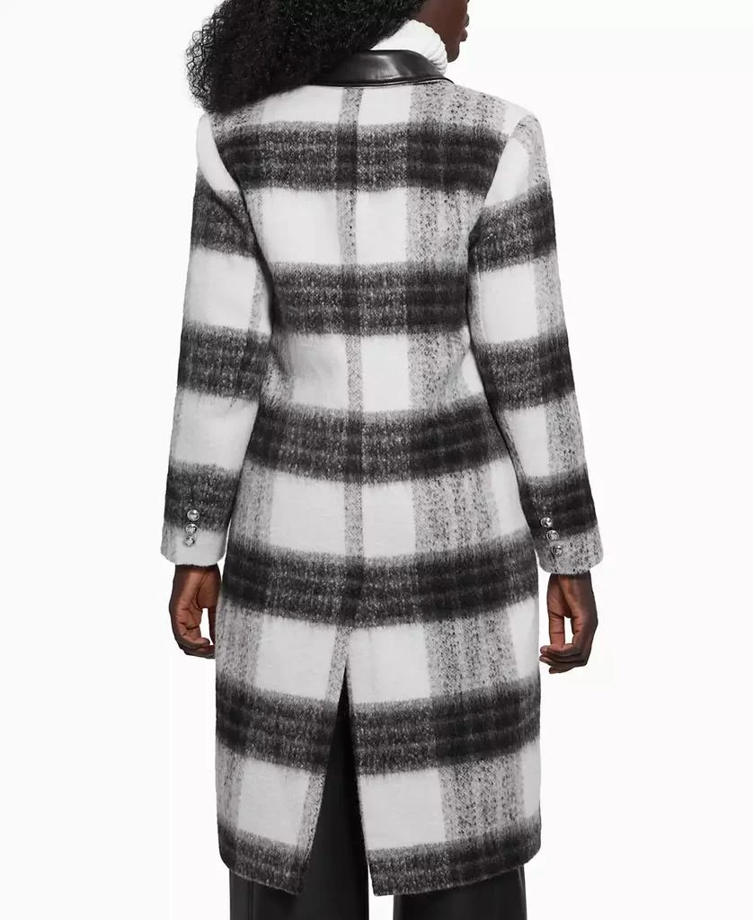 GUESS Women's Double-Breasted Mid-Length Plaid Coat 2