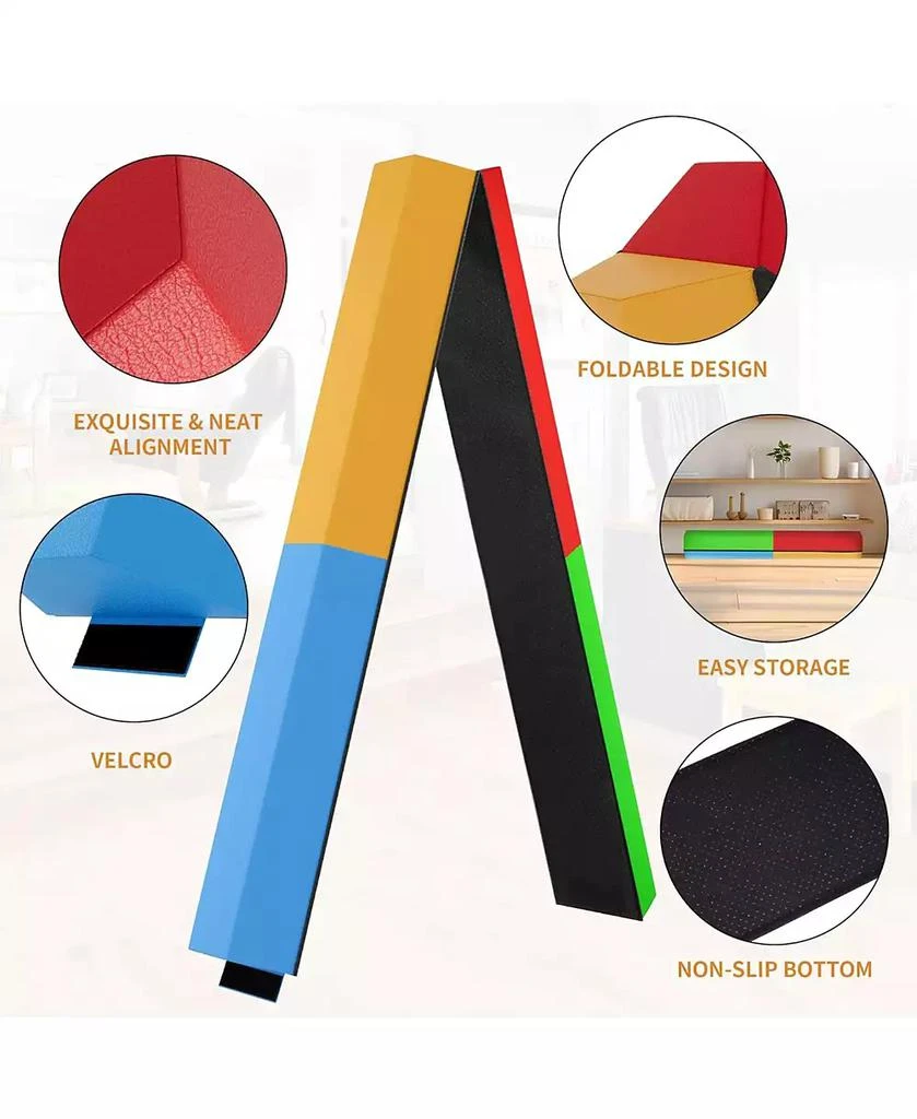 BalanceFrom Fitness All Purpose Mat with 8 Ft Balance Beam Gymnastic Set, Multi 9