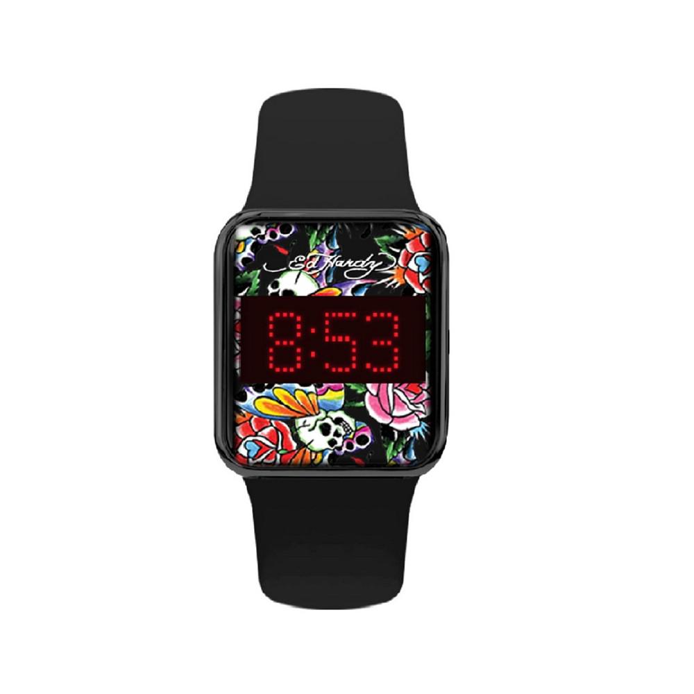 Ed Hardy Men's Matte Black Silicone Strap Watch