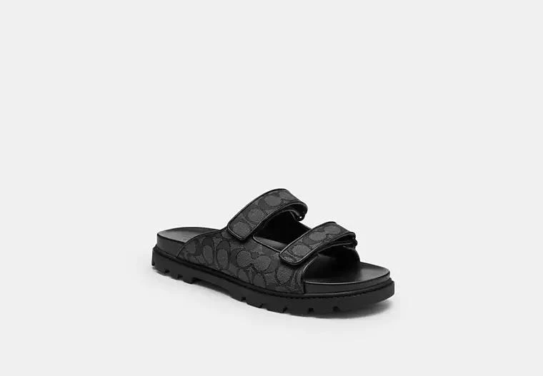 Coach Double Banded Sandal In Signature Jacquard