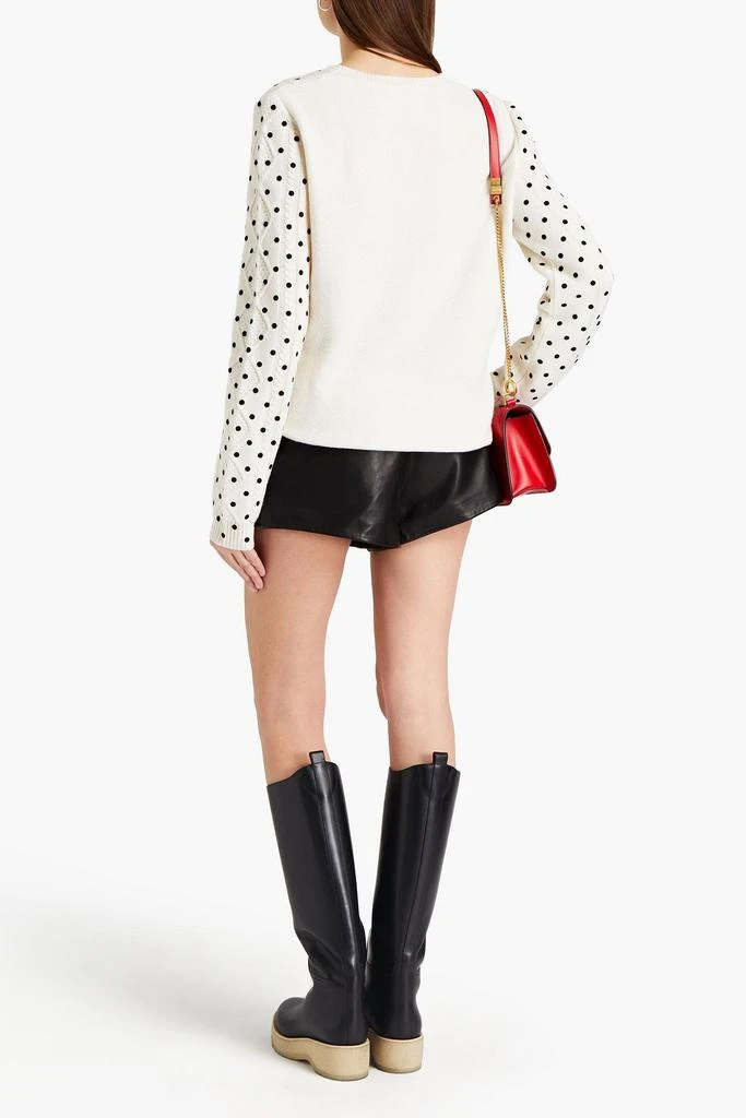 RED Valentino Appliquéd flocked cable-knit wool sweater 3