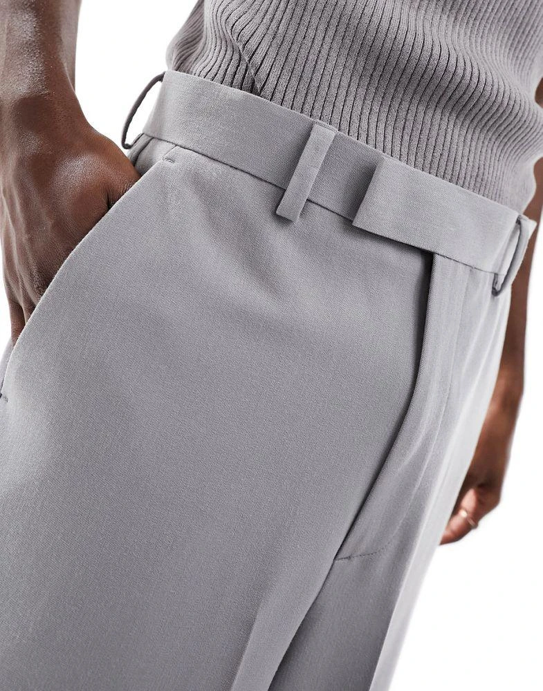 ASOS ASOS DESIGN smart cropped trousers in light grey 2