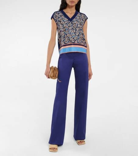 Salvatore Ferragamo Silk-paneled cotton knit top 2
