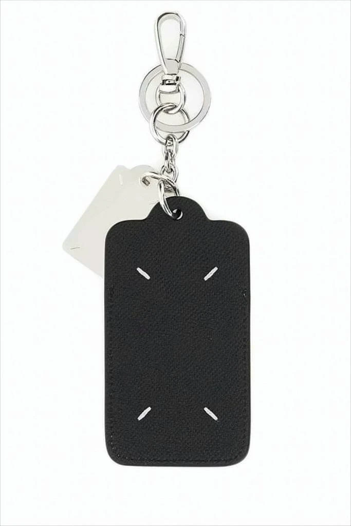 MAISON MARGIELA Keychain Wallet In Smooth Black Calf Leather With Silver Accents 2