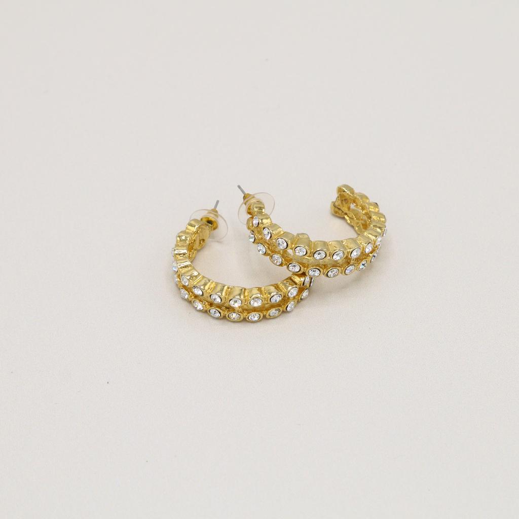 Orelia Vintage Vintage Statement Double Crystal Hoop Earring