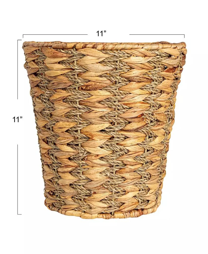 Household Essentials Water Hyacinth and Seagrass Round Waste Basket, Natural 5