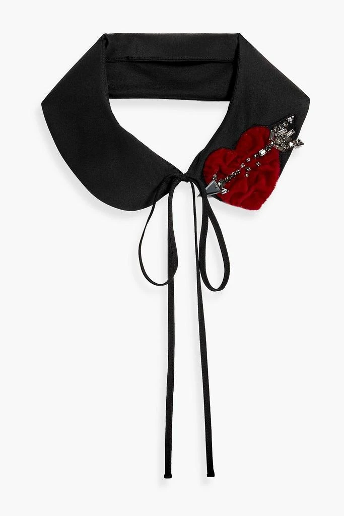 RED Valentino Appliquéd crystal-embellished crepe de chine collar 1