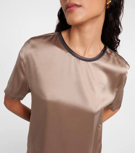Brunello Cucinelli Silk-blend satin top 4