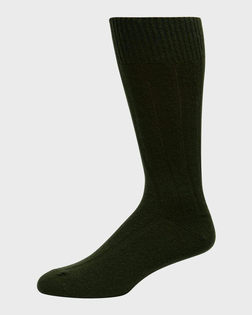Neiman Marcus Men's Rib Cashmere Crew Socks