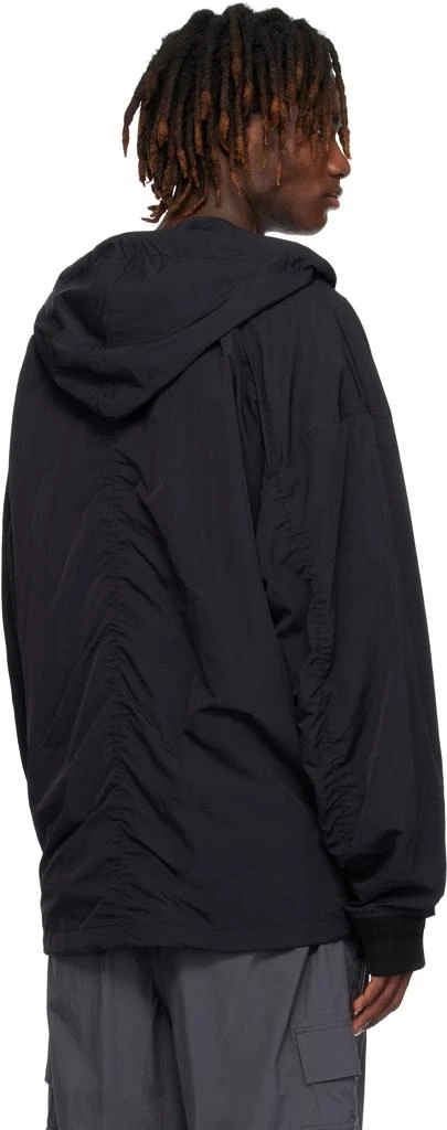 Juun.J Black Nylon Puckering Zip-Up Hoodie 3