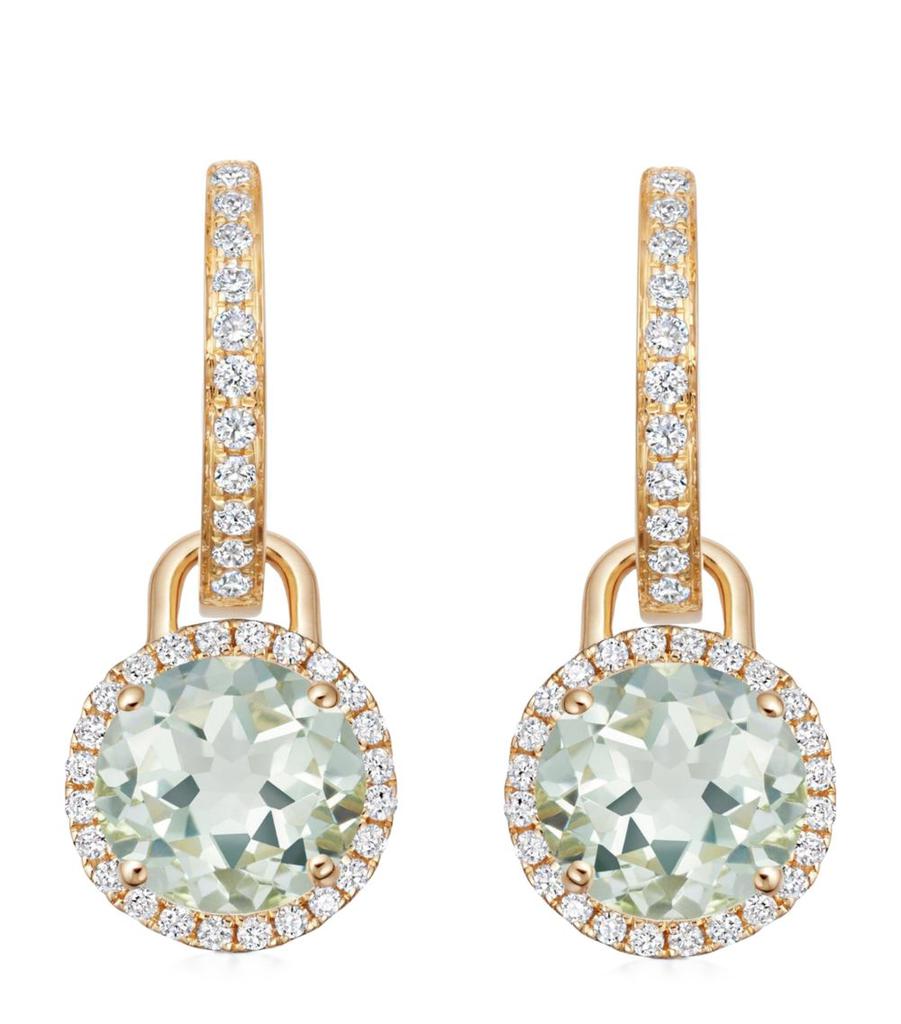 Kiki McDonough Yellow Gold, Diamond and Green Amethyst Grace Earrings