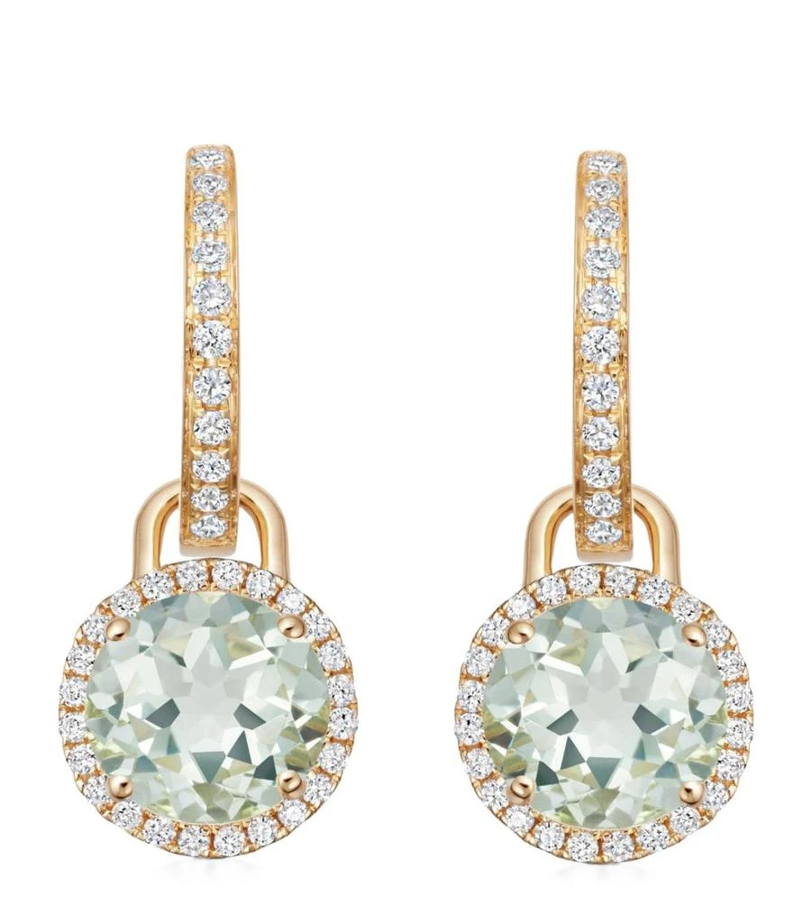 Kiki McDonough Yellow Gold, Diamond and Green Amethyst Grace Earrings 1