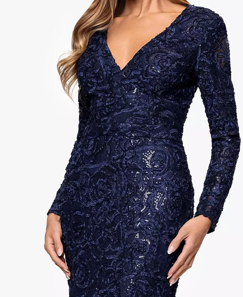 knee length dresses for ladies Xscape Women's One-Shoulder Soutache Lace Gown - Sage/Gold main image 0