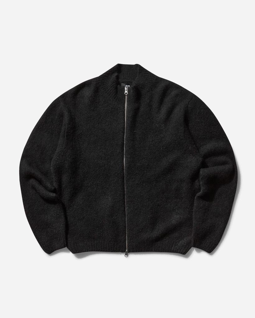 STUSSY Men's Full Zip Brushed Merino Sweater Black STUSSY Men's Full Zip Brushed Merino Sweater Black