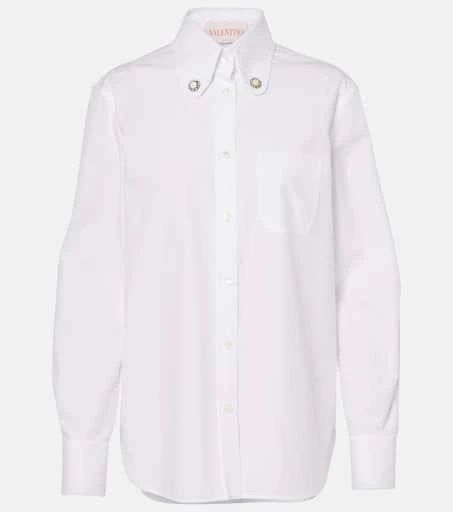 Valentino Faux pearl-embellished cotton poplin shirt 1