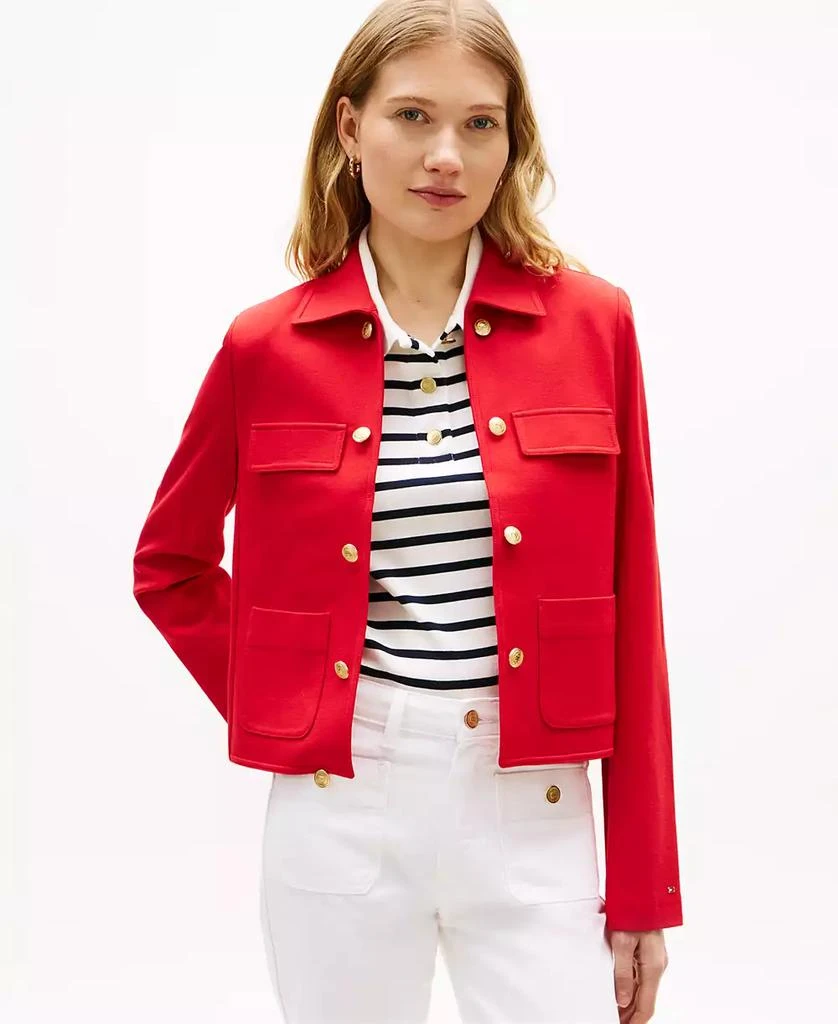 Tommy Hilfiger Women
s Ponte Novelty Band Collar Jacket