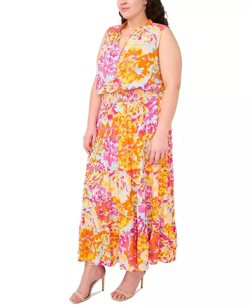 chinese dress ladies Final Sale Plus Size Maxi Dress with Spaghetti Straps in Green and White  Print