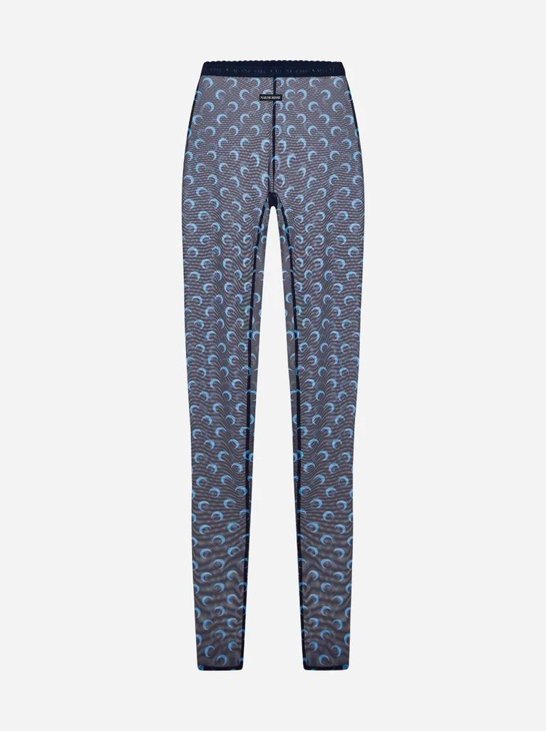 MARINE SERRE Blue Moon print mesh tights 1