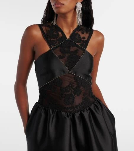 Self Portrait Floral lace-trimmed taffeta maxi dress 4