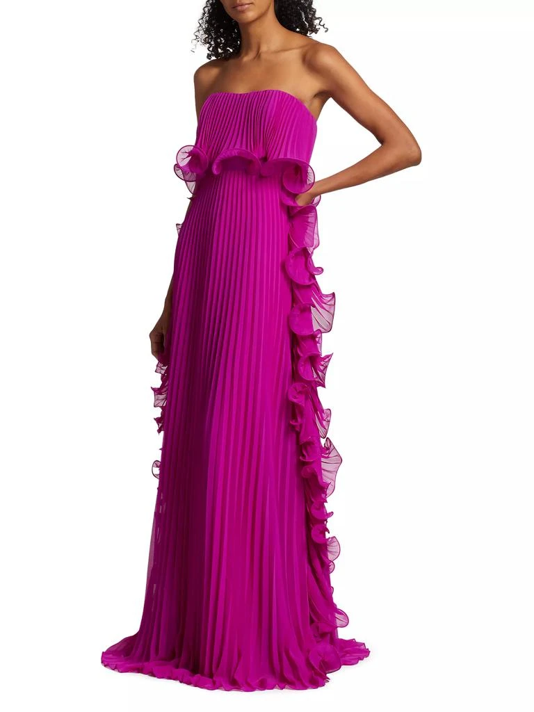 Badgley Mischka Strapless Pleated Ruffle Gown 4