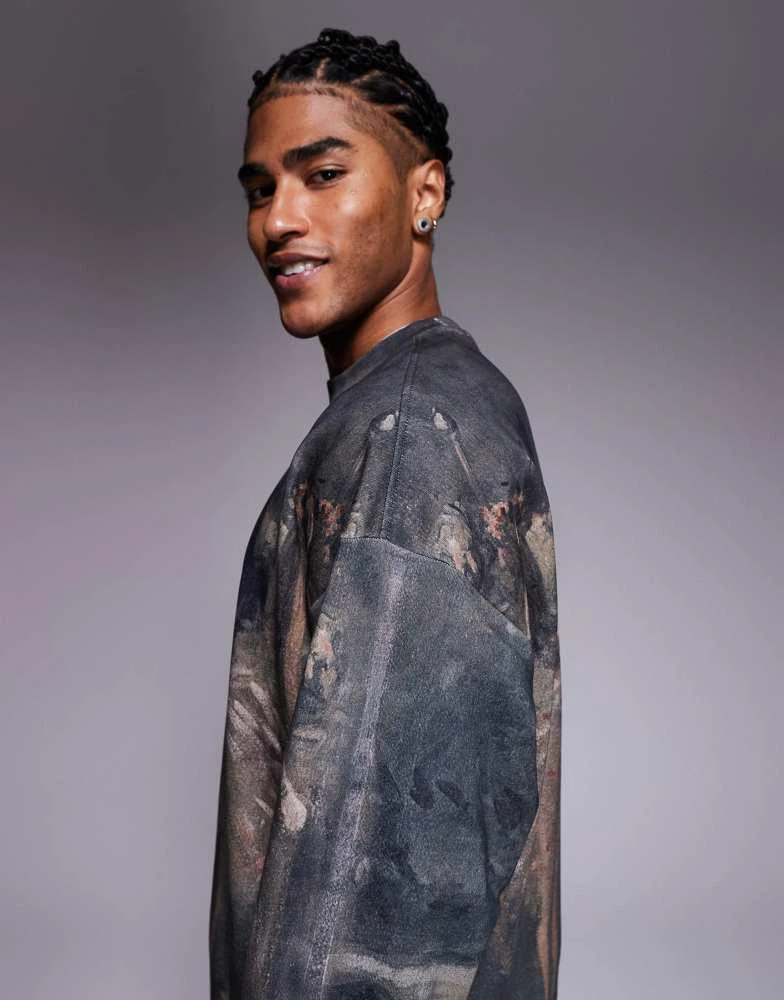 Hugo Red HUGO RED Dabusi all over print oversized sweatshirt in multi 4