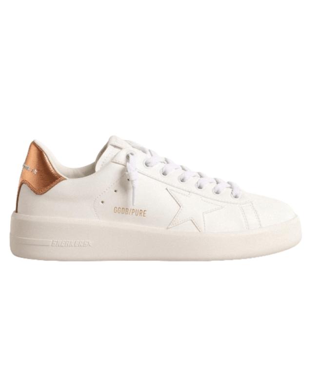 Golden Goose Golden Goose Purestar Bio-based White Star and Bronze Metallic Heel Tab Women's Sneakers GWF00197.F004699.11508