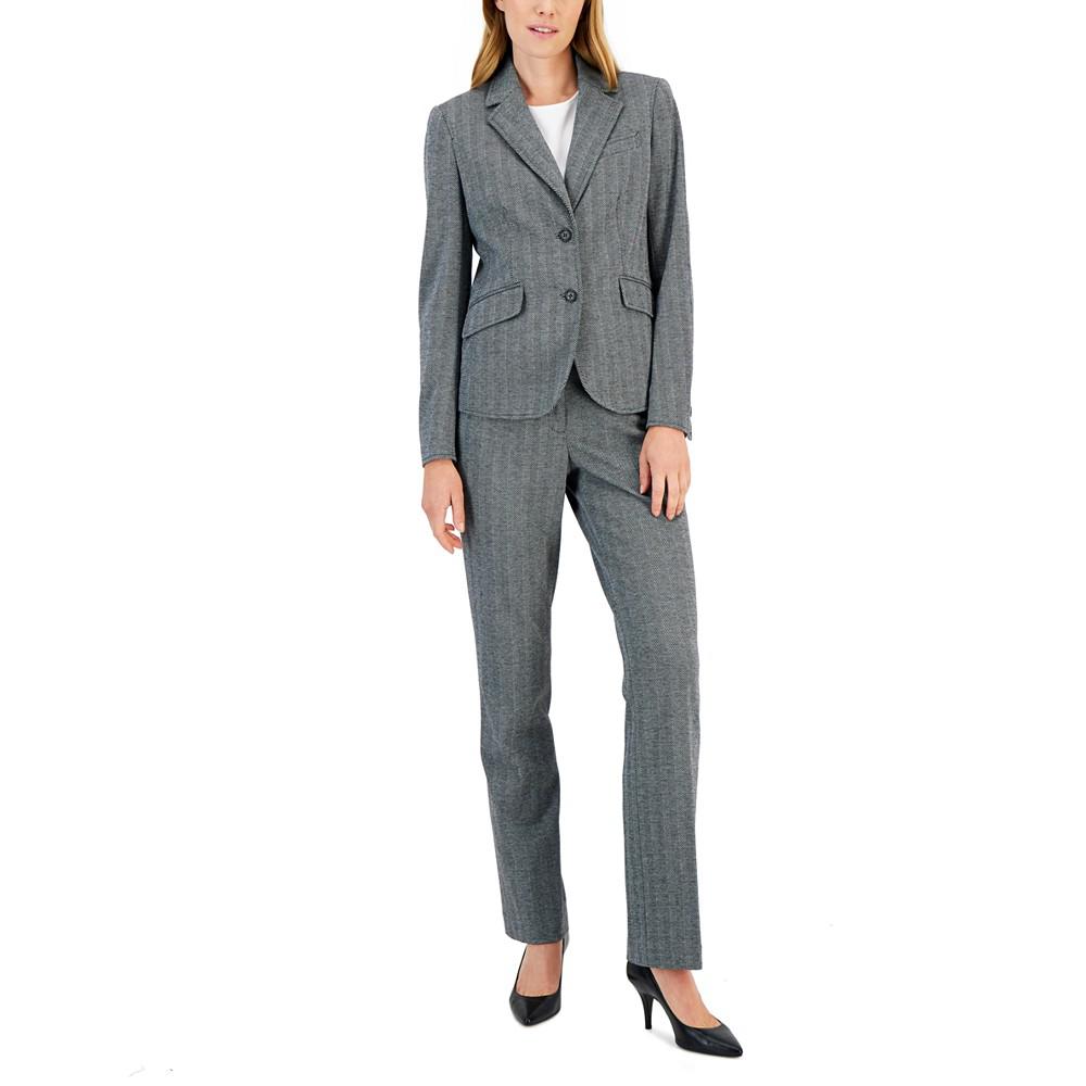 Anne Klein Women's Herringbone Two-Button Jacket & Flare-Leg Pants & Pencil Skirt