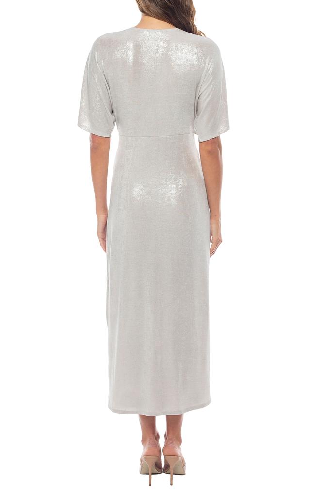 MARINA Foil Rib Knot Cocktail Dress