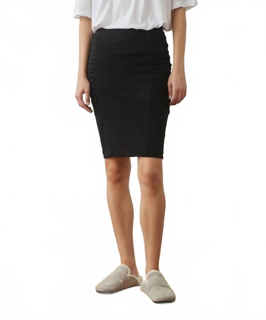 James Perse Brushed Jersey Side Shirred Skirt In Black 1