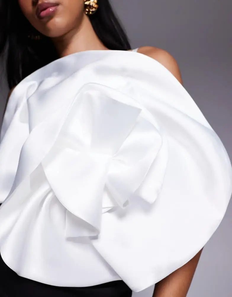 ASOS ASOS DESIGN  mini dress with contrast satin oversized corsage in black in scuba-style fabric 3