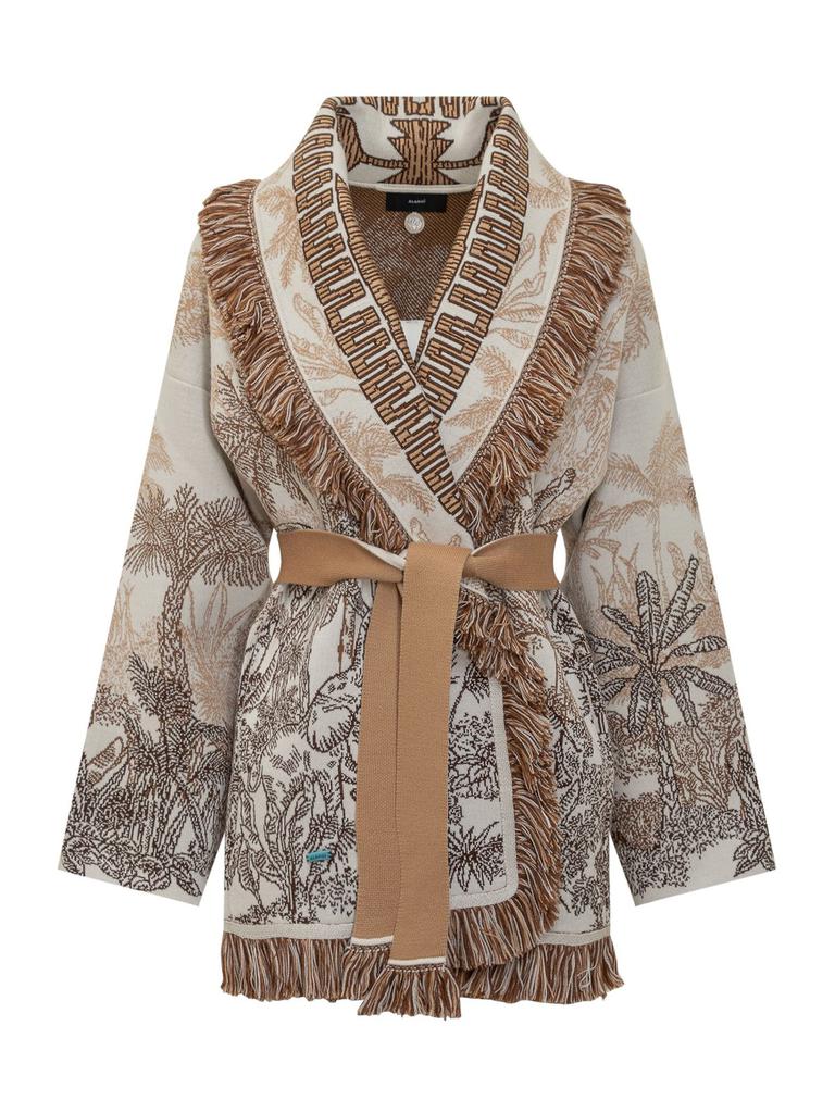 【ALANUI】fringed wool and cotton-blend jacquard コート ALANUI The Explosion of Nature fringed wool and cotton-blend