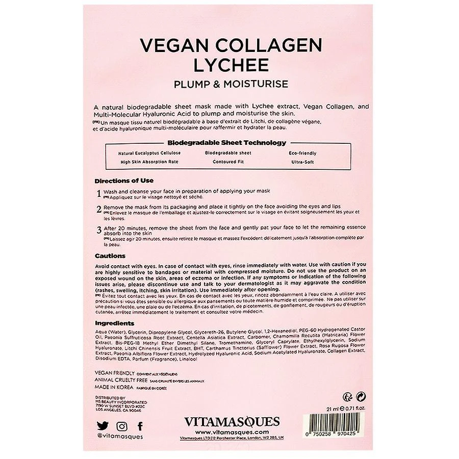 Vitamasques Collagen Lychee Sheet Mask 2