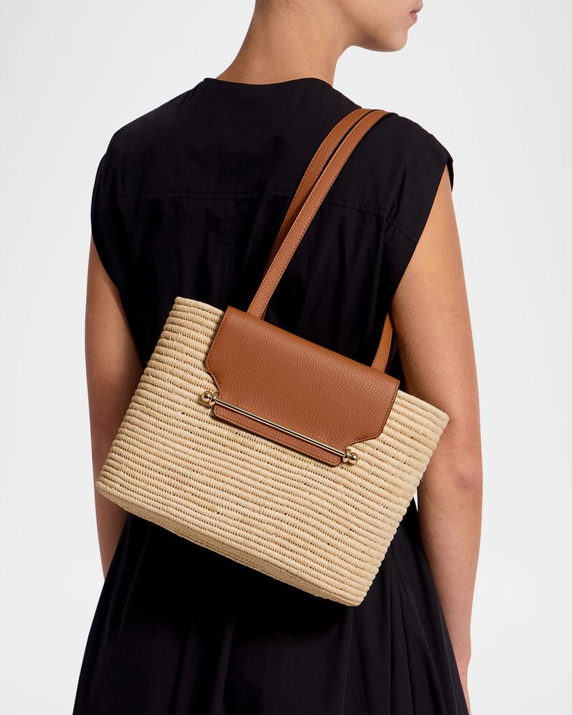 Strathberry Basket Raffia 
Leather Shoulder Bag