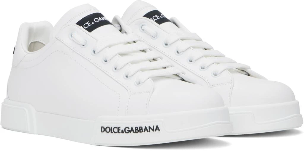 Dolce & Gabbana White Calfskin Nappa Portofino Sneakers 4