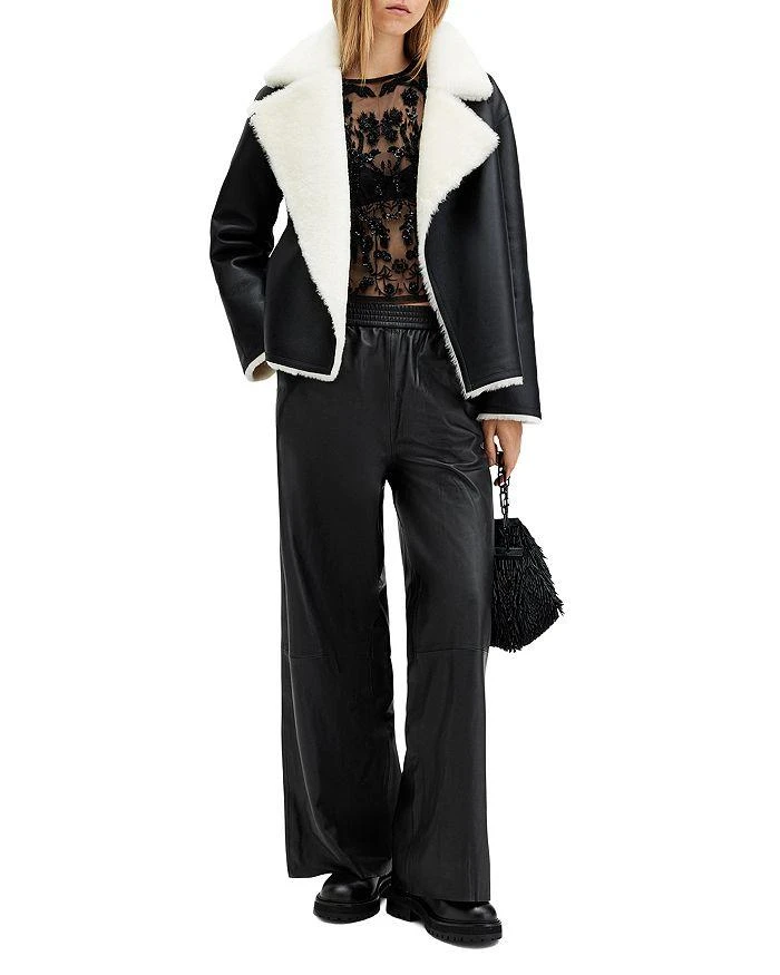ALL SAINTS Wide Leg Leather Trousers 2
