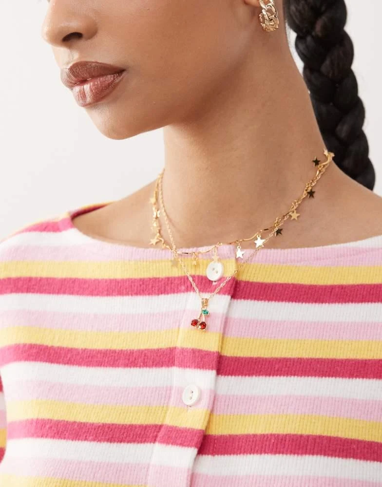 Reclaimed Vintage long sleeve button through top in multi stripe